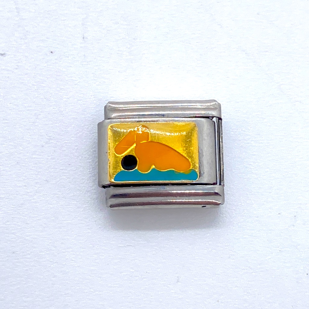 Swimming Italian Charm For Bracelet Silver Tone Stainless Steel